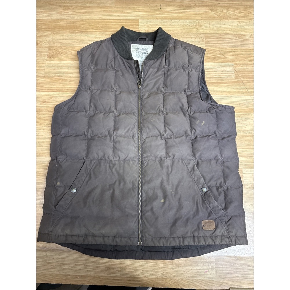 Eddie Bauer Goose Down‎ Full Zip Brown Best Men's Large Tall
